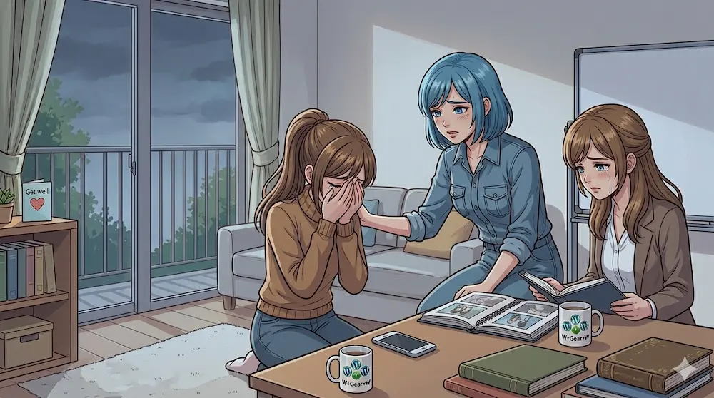 悲しむ若い女性